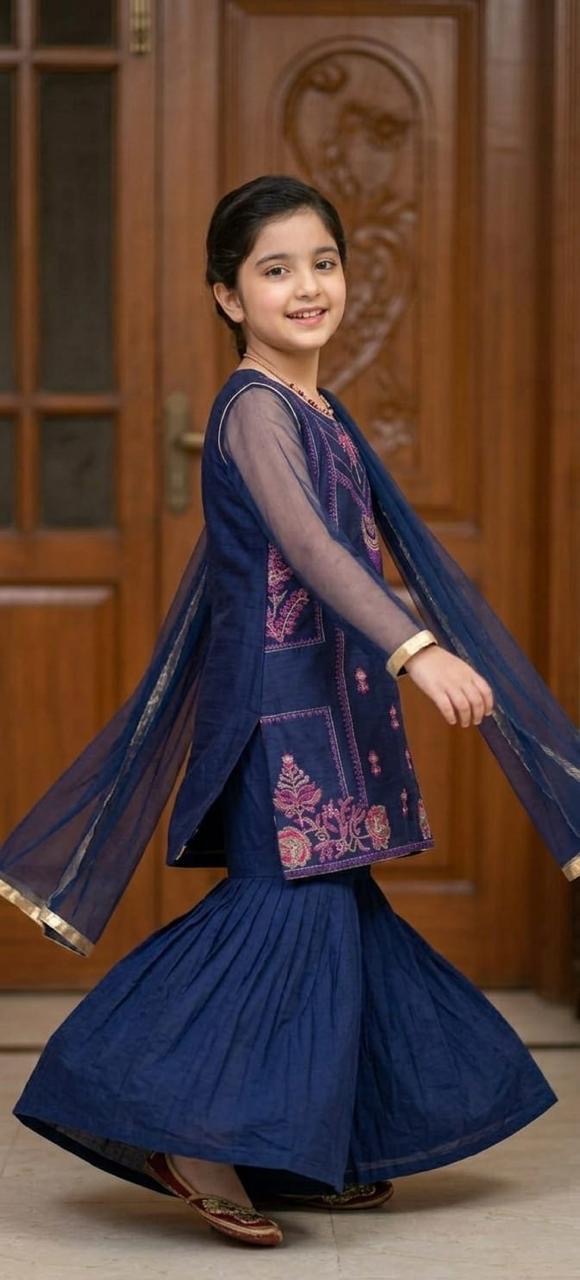 kids chiffon 3pc 8-9 years blue