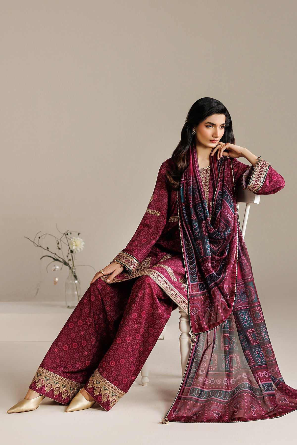 jazmin EMBROIDERED RAW SILK UR-7074 JZ