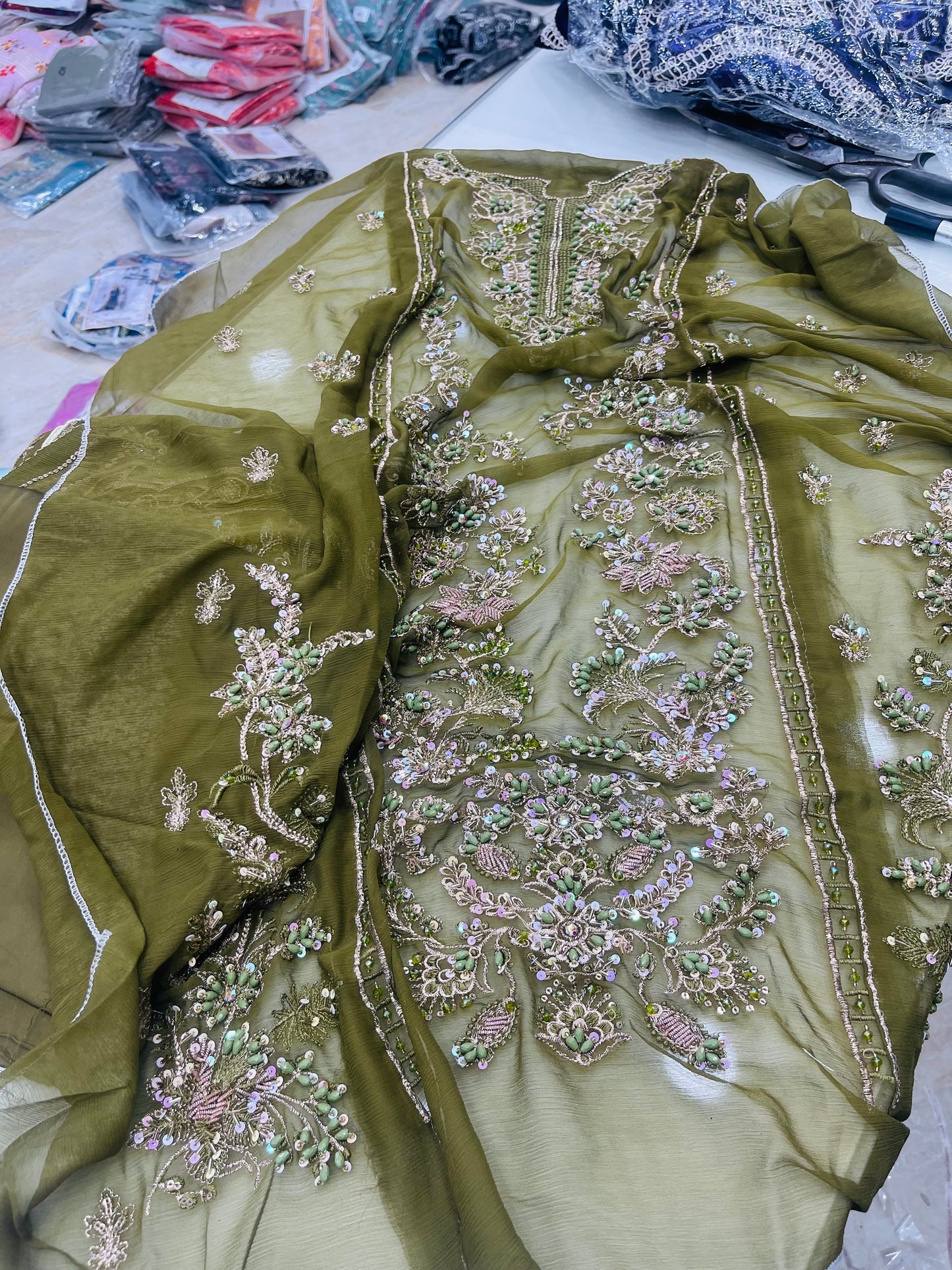 chiffon 3pc green