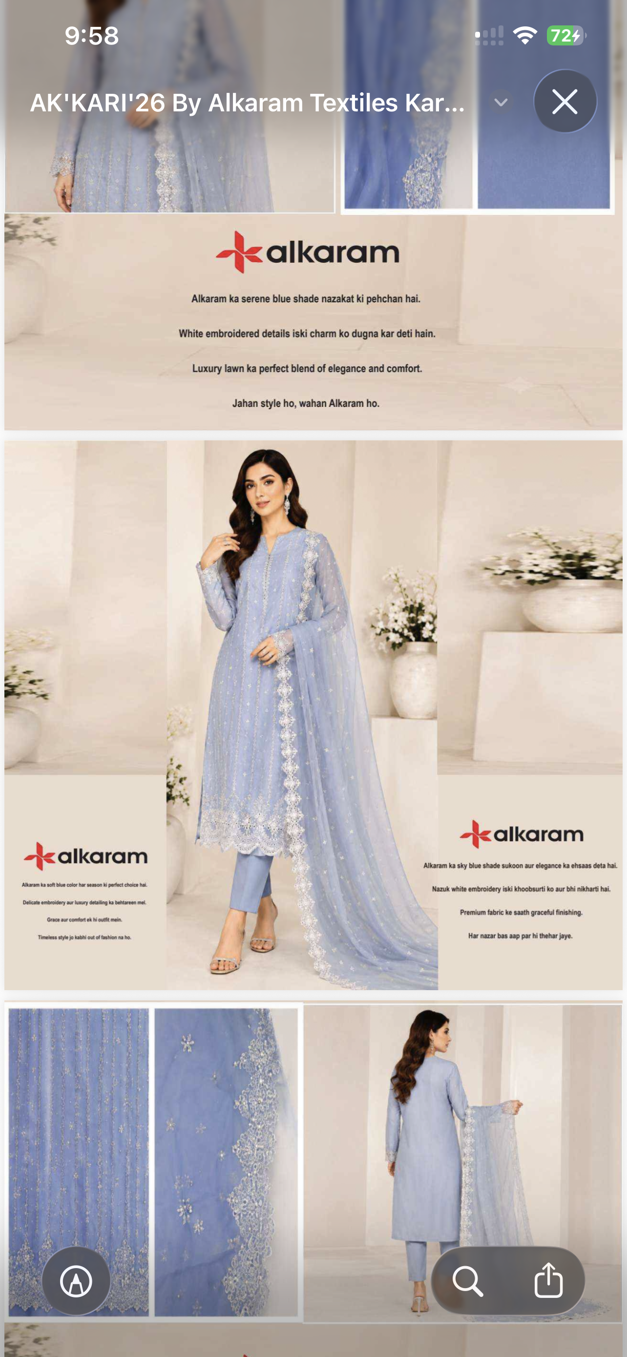Alkaram summer ice blue