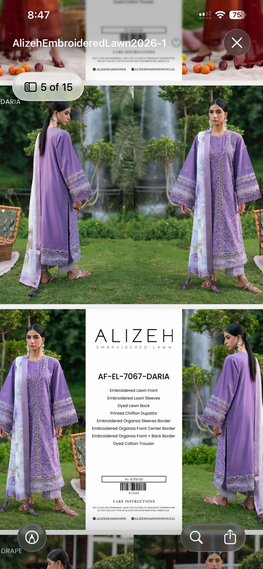 Alizeh by baroque lawn lilc