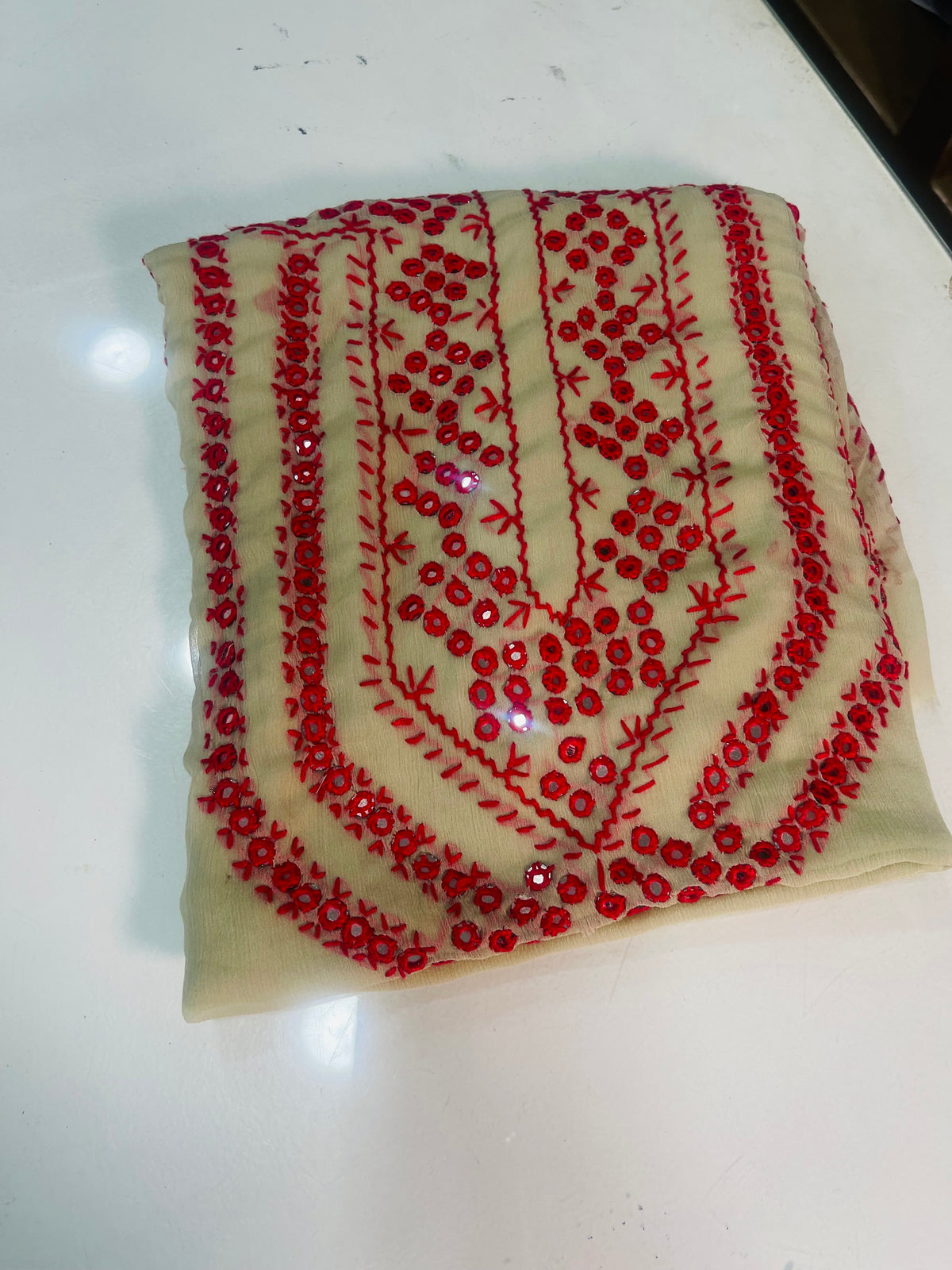 mirror work chiffon shirt & dupatta