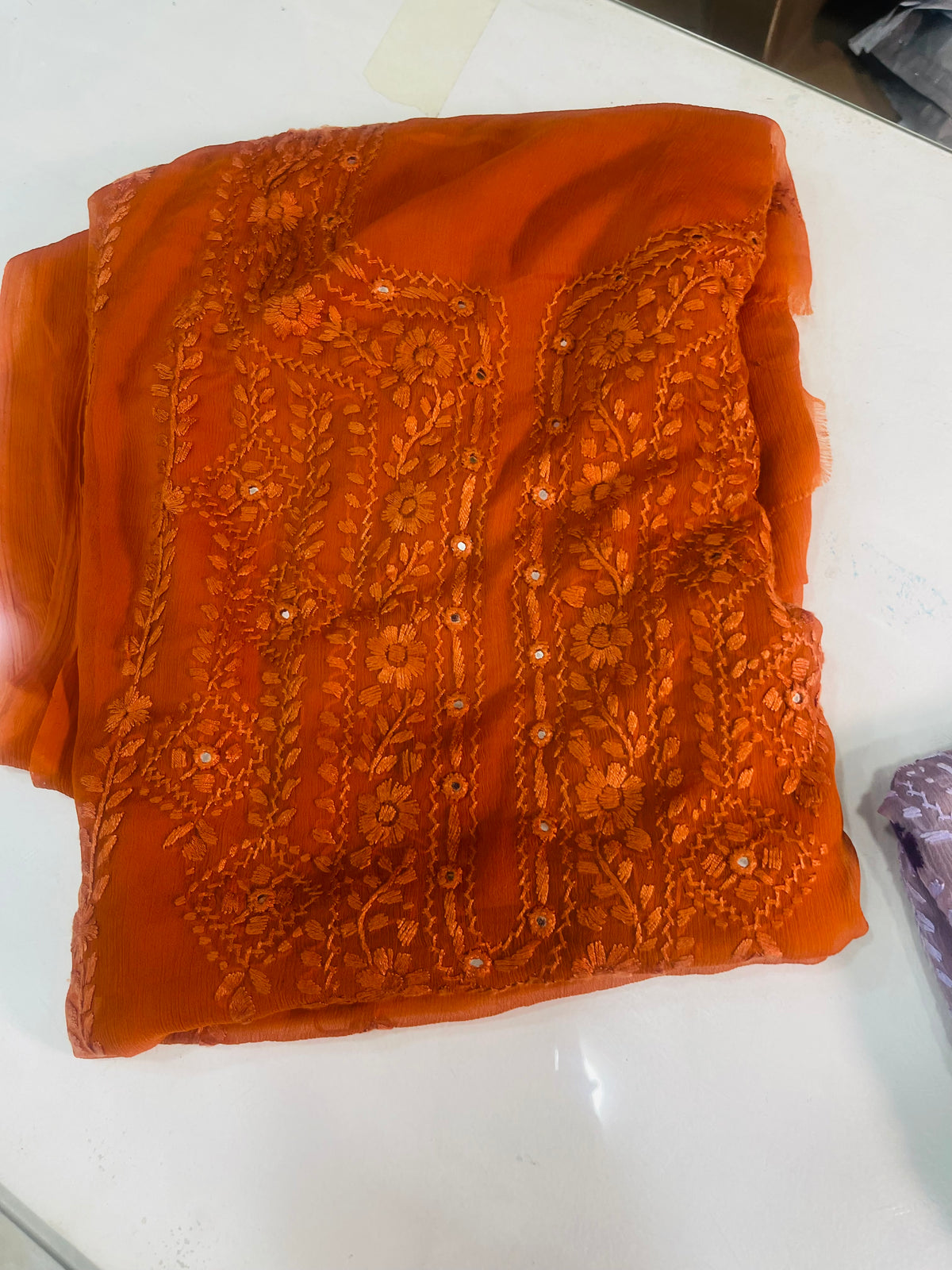 mirror work chiffon shirt & dupatta