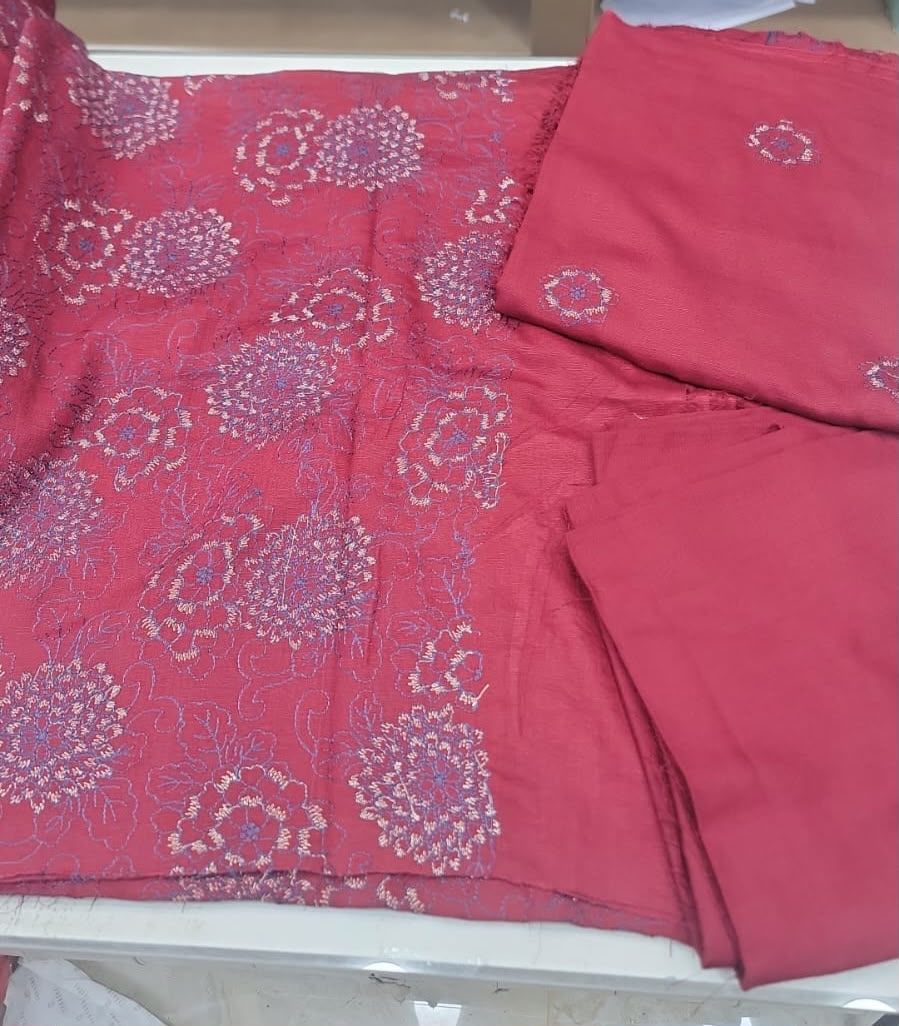 bareeze karandi with shawl 3pc.maroon