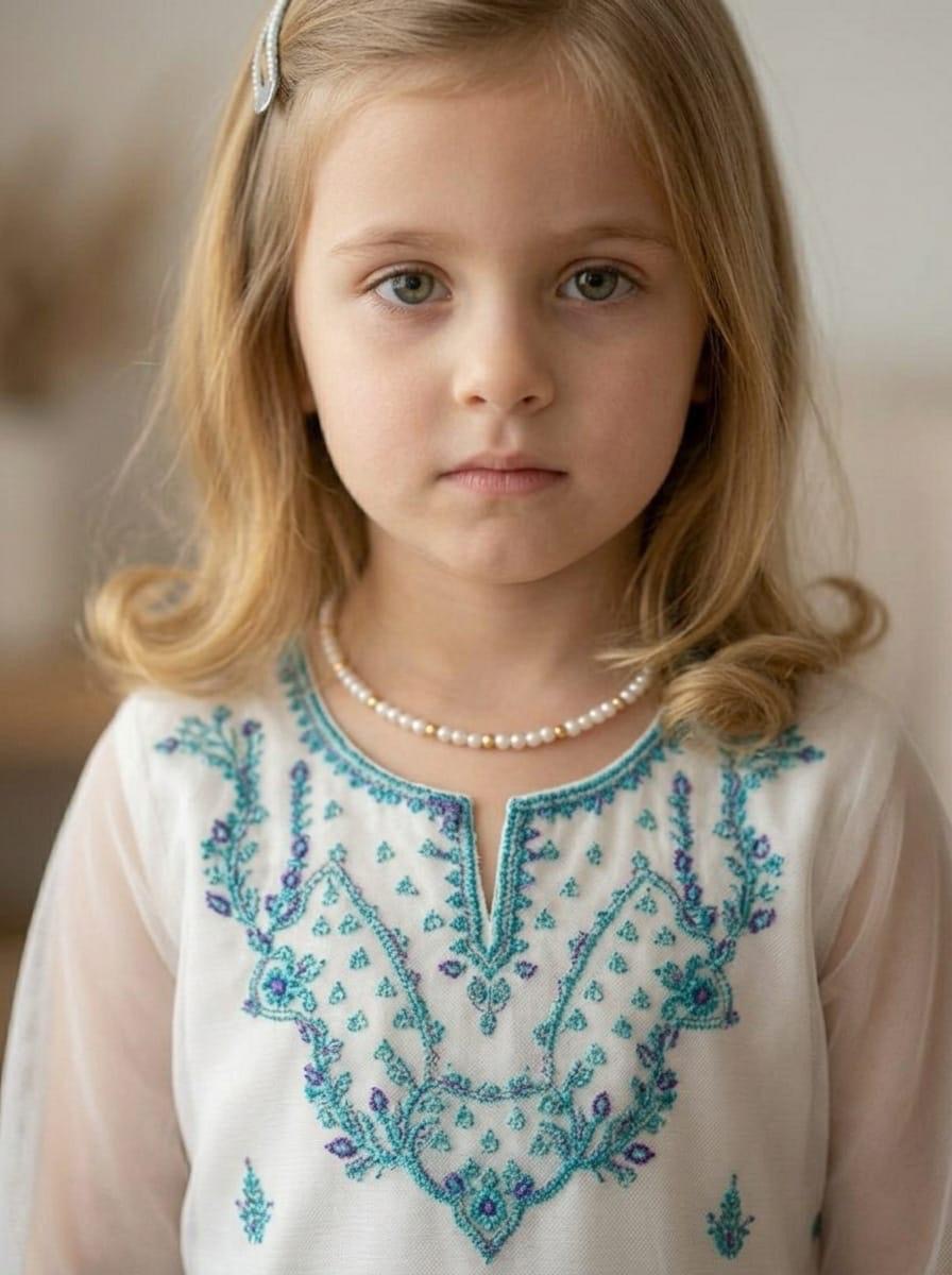 kids chiffon 3pc 10-11 years white