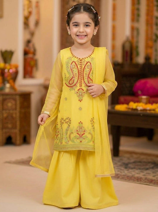 kids chiffon 3pc 7-8years yellow