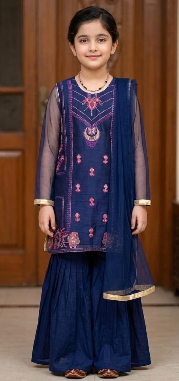 kids chiffon 3pc 8-9 years blue