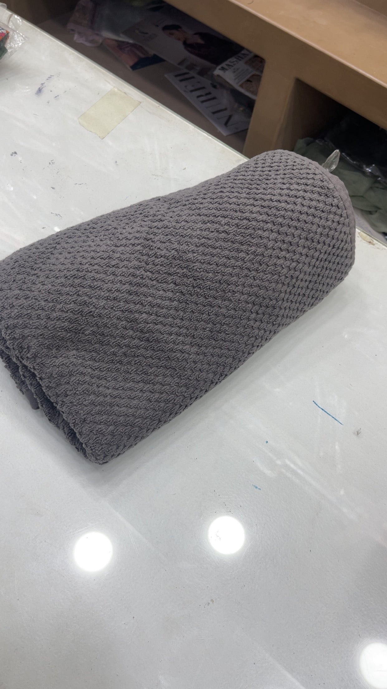 branded bath Towel dark grey