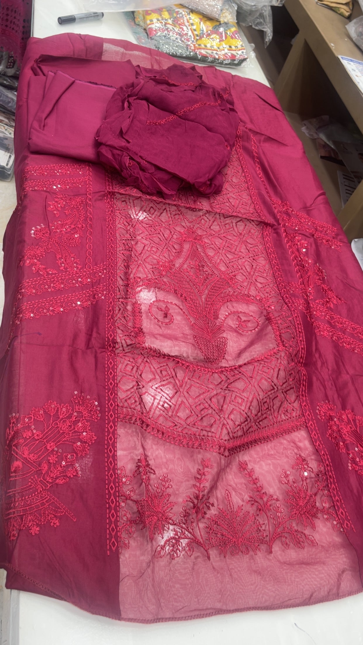 parishay lawn maroon A-1