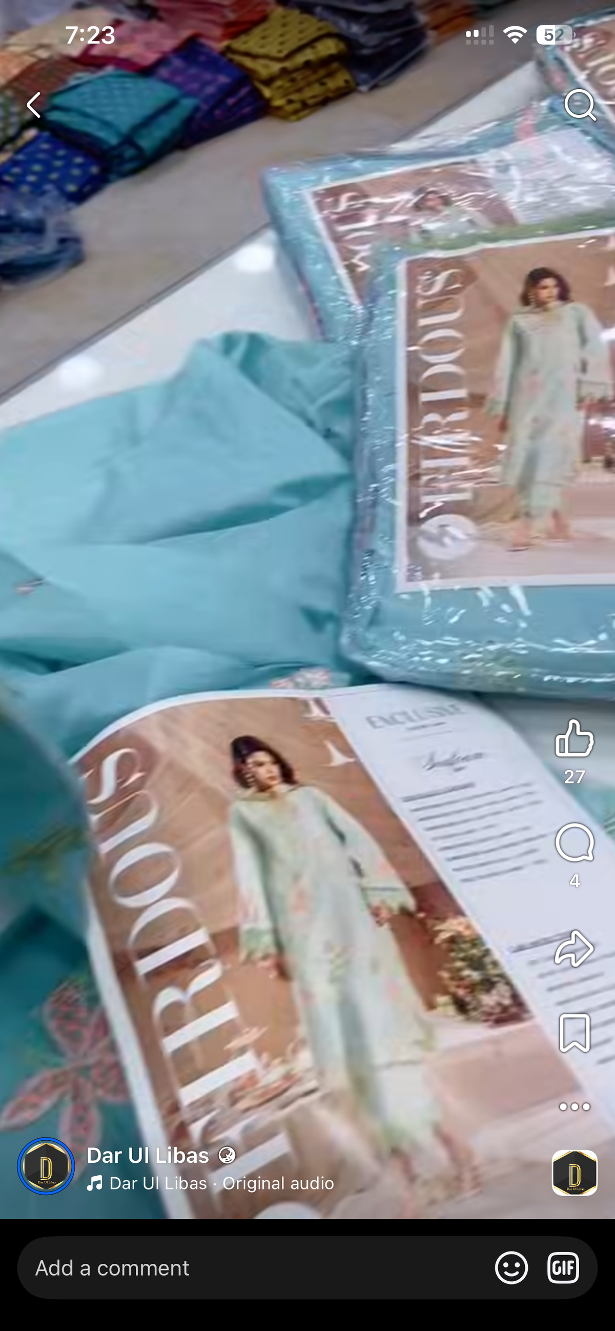 firdous lawn 3pc sky
