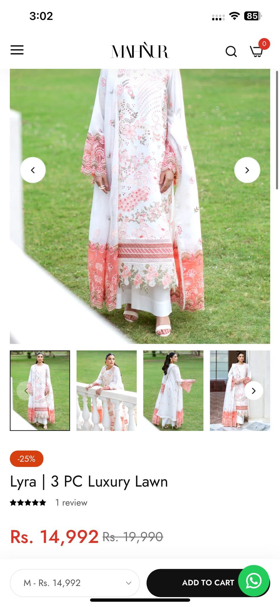 mahnur 3pc lawn. white