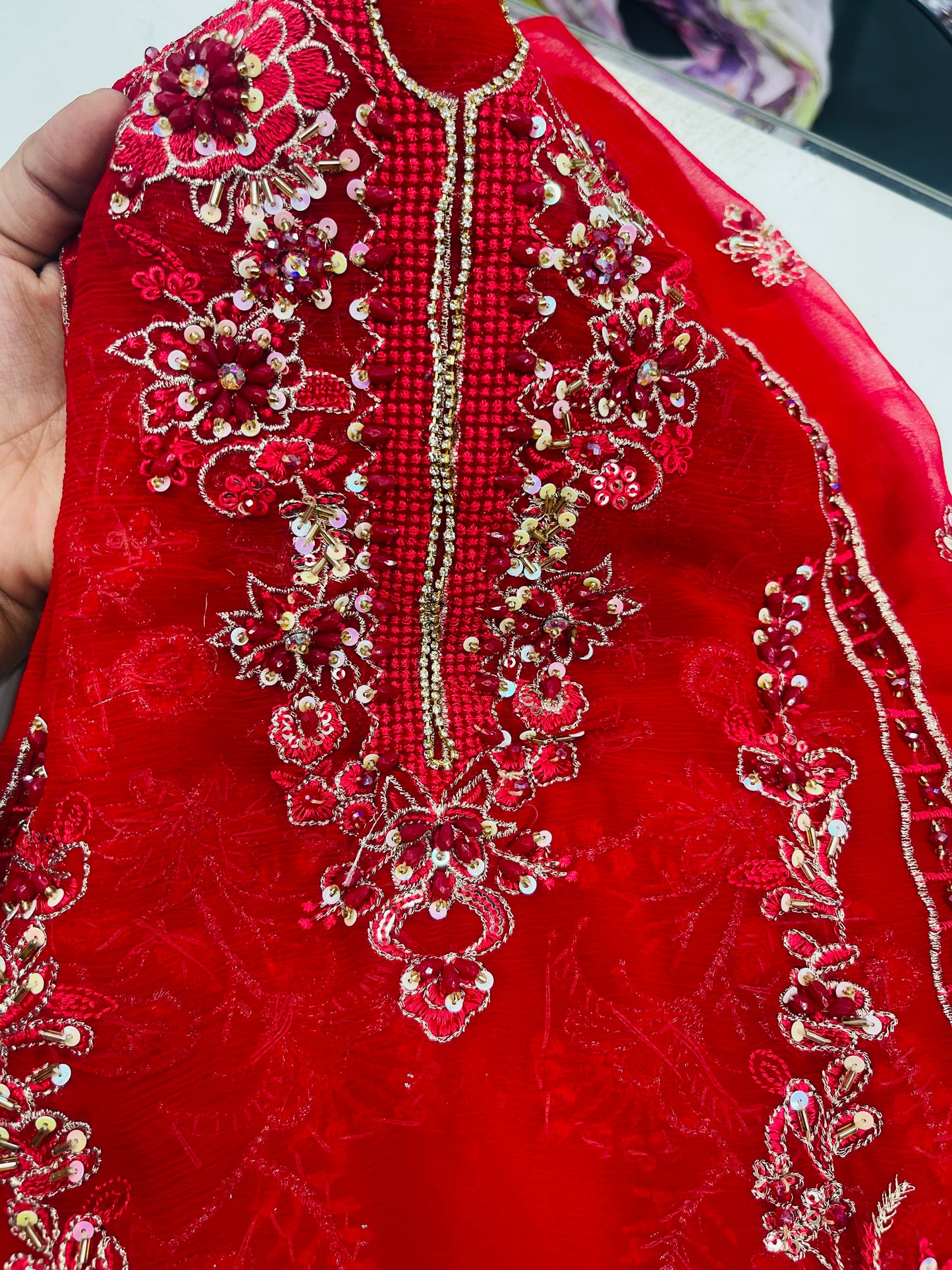 chiffon 3pc red.