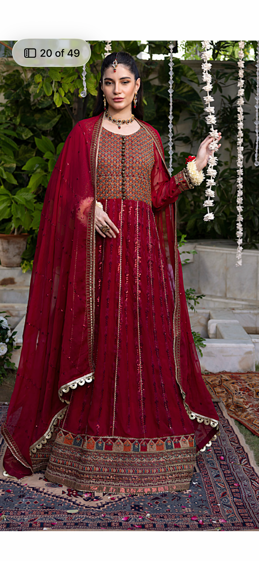GULAL WEDDING CHIFFON* red maxi