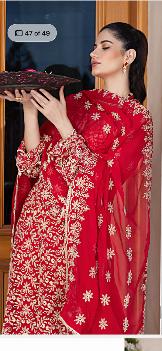 GULAL WEDDING CHIFFON* red