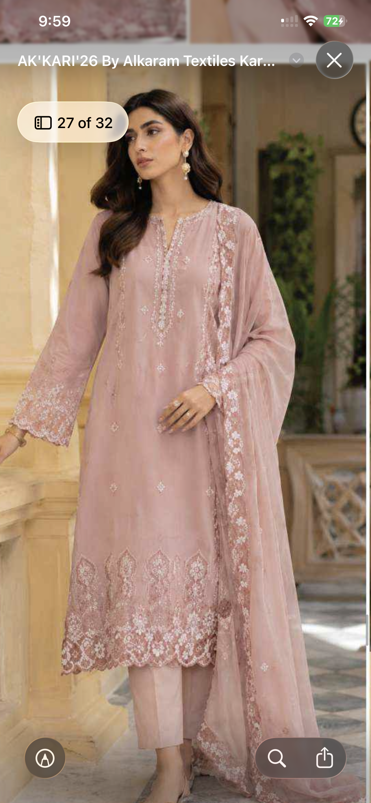 Alkaram summer powder pink