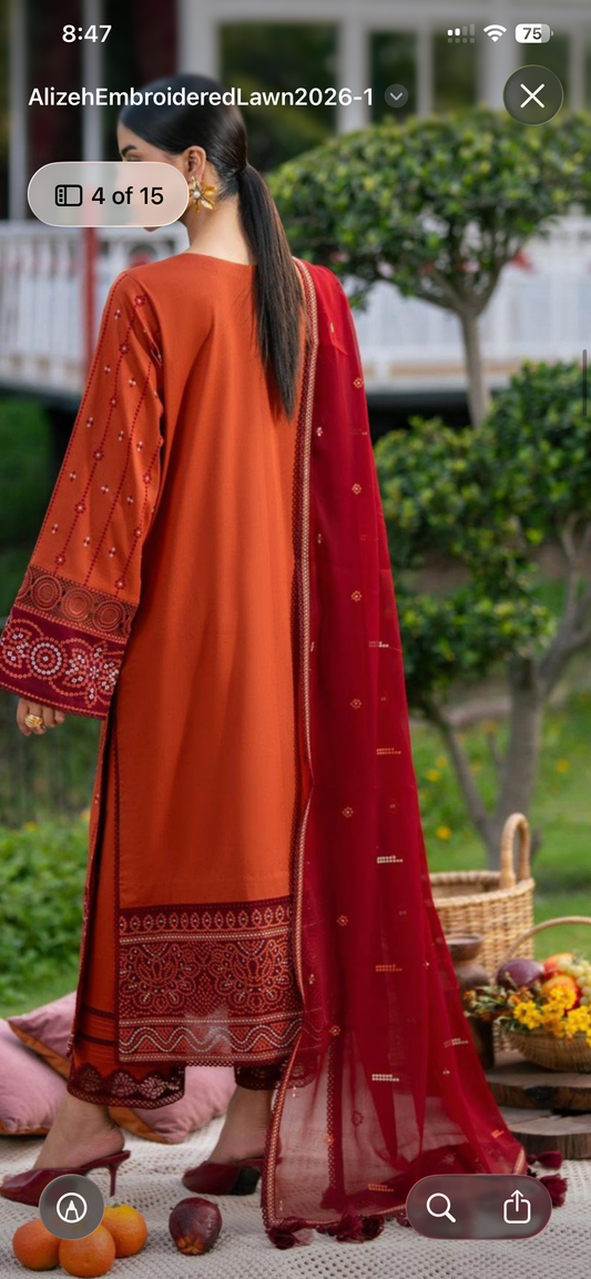 Alizeh by baroque lawn rust