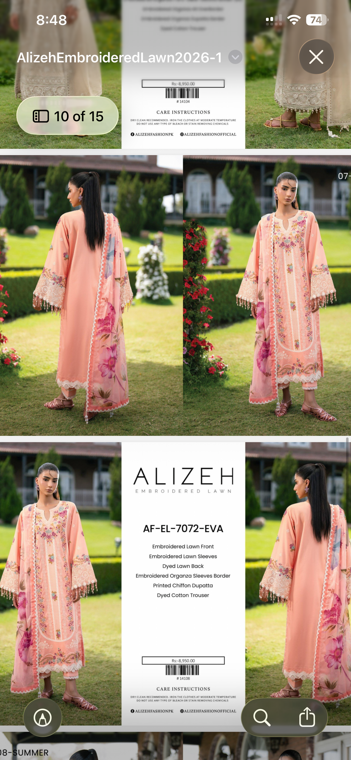 Alizeh by baroque lawn peach