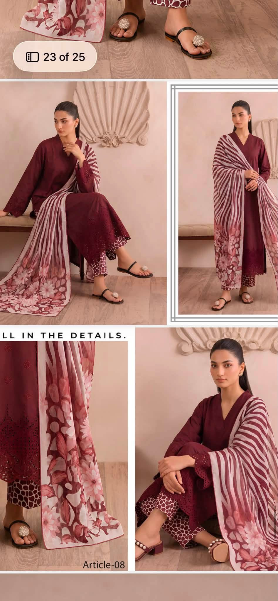 sobia waseem lawn maroon