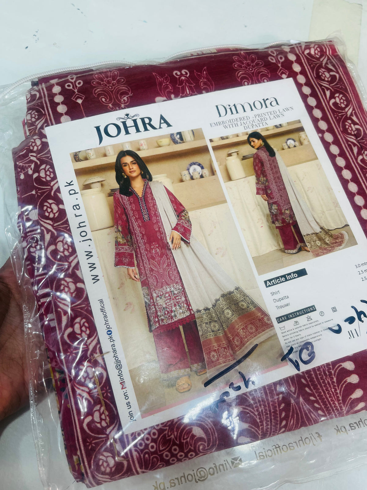 johra lawn embroidered 3pc.