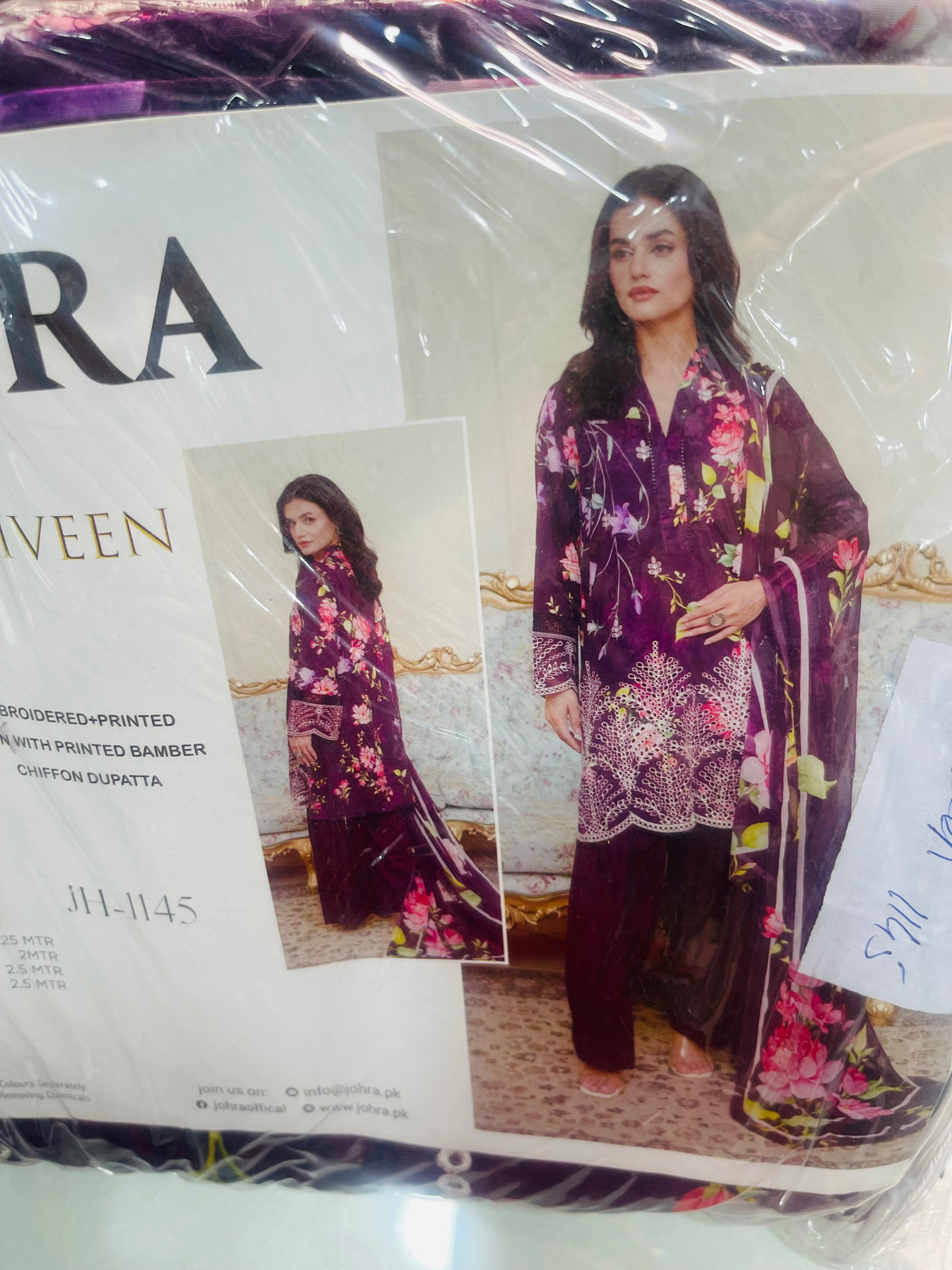 johra lawn embroidered 3pc.