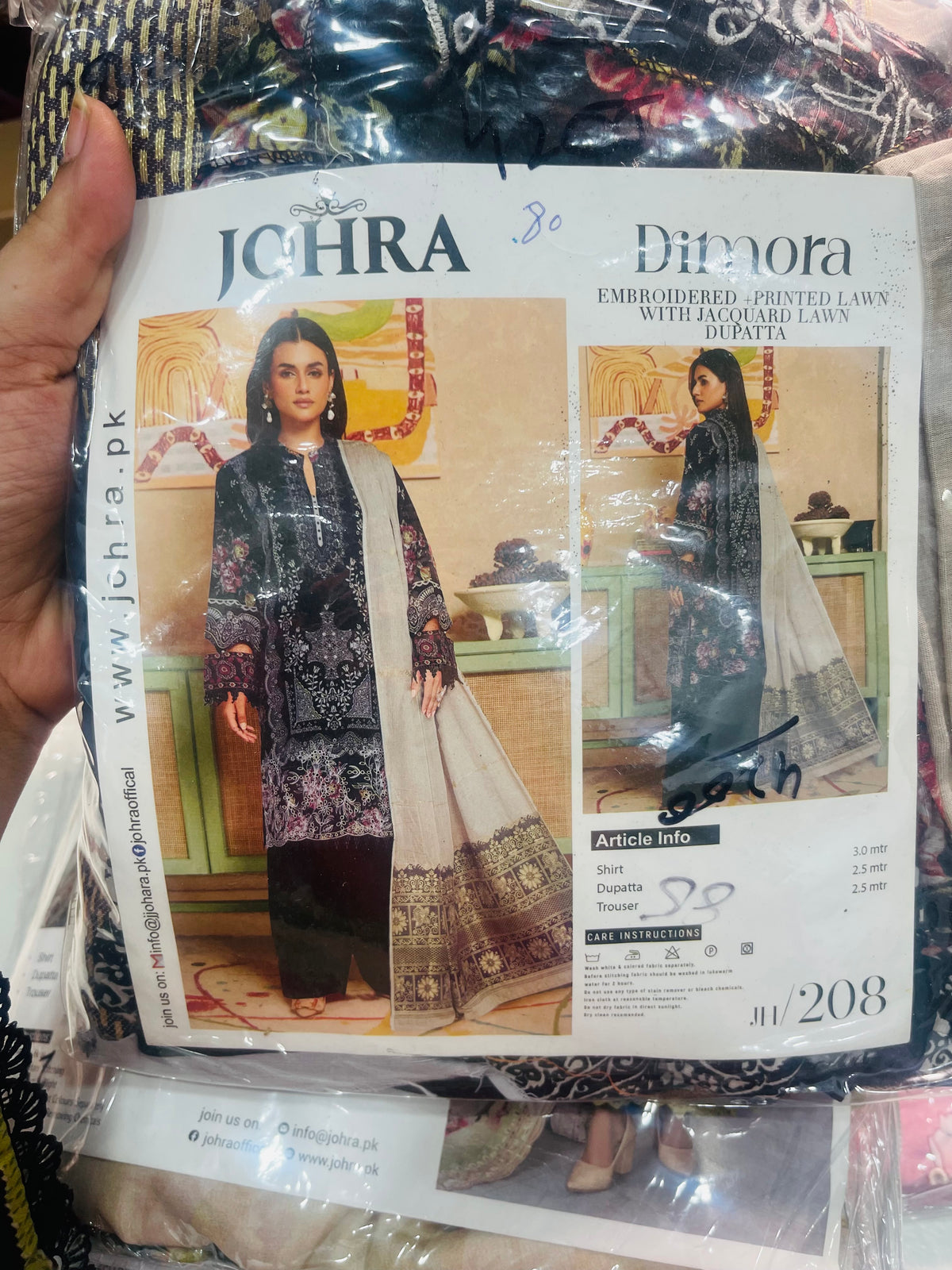 johra lawn embroidered 3pc.
